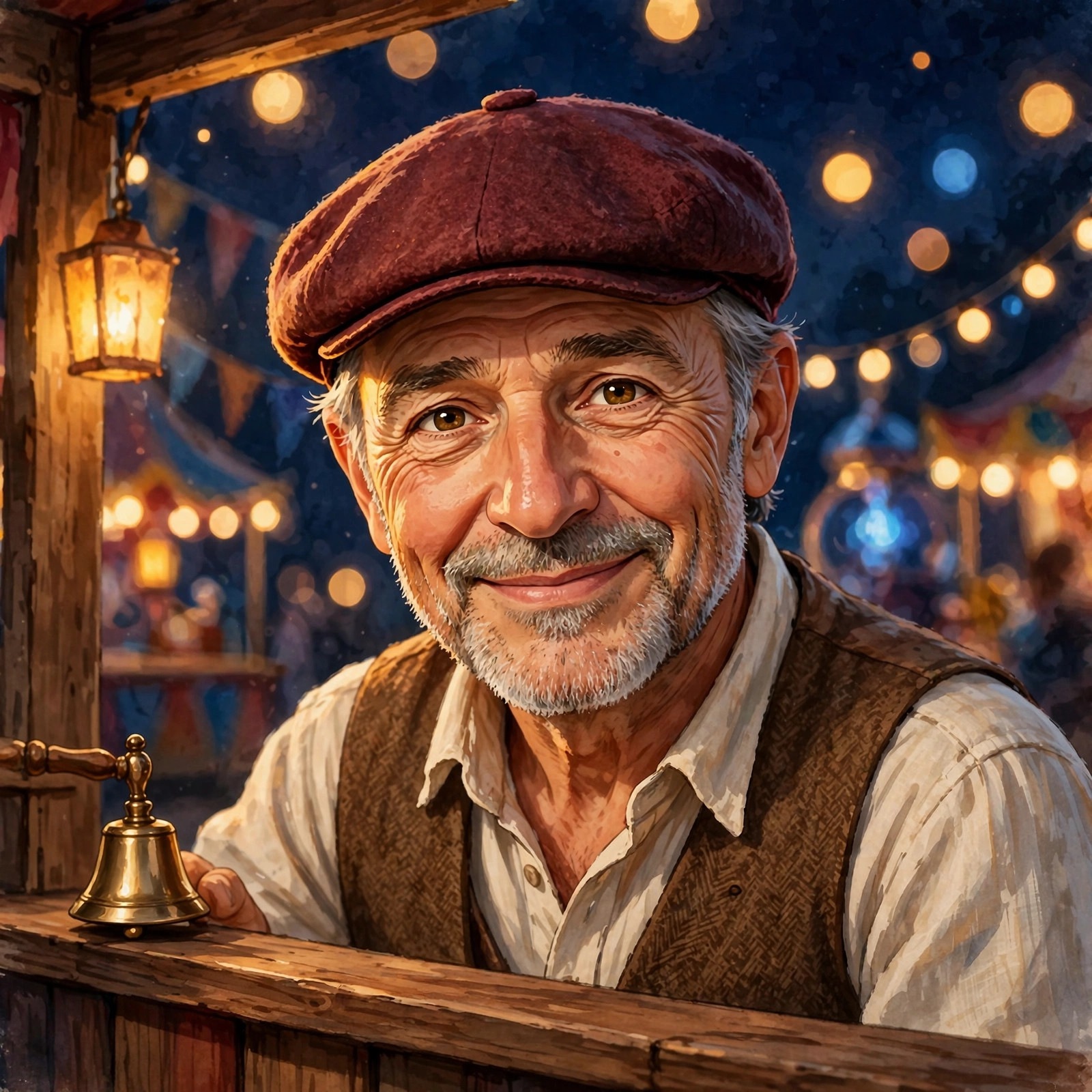 The ride operator in his booth window